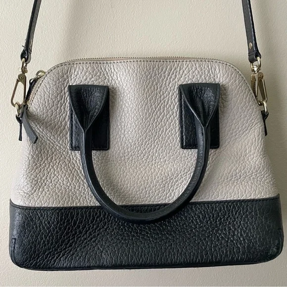 KATE SPADE Two-Tone Black and Grey Leather Medium Handbag with Removable Strap - Picture 2 of 15